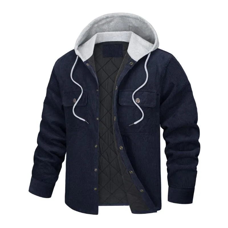 Men's Hooded Corduroy Warm Cotton Jacket 70443252F sold by Manly product image thumbnail 4