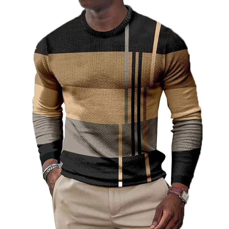Men's Retro Classic Slim Fit Printed Knitted Long Sleeve Bottoming T-Shirt 11428412K sold by Manly