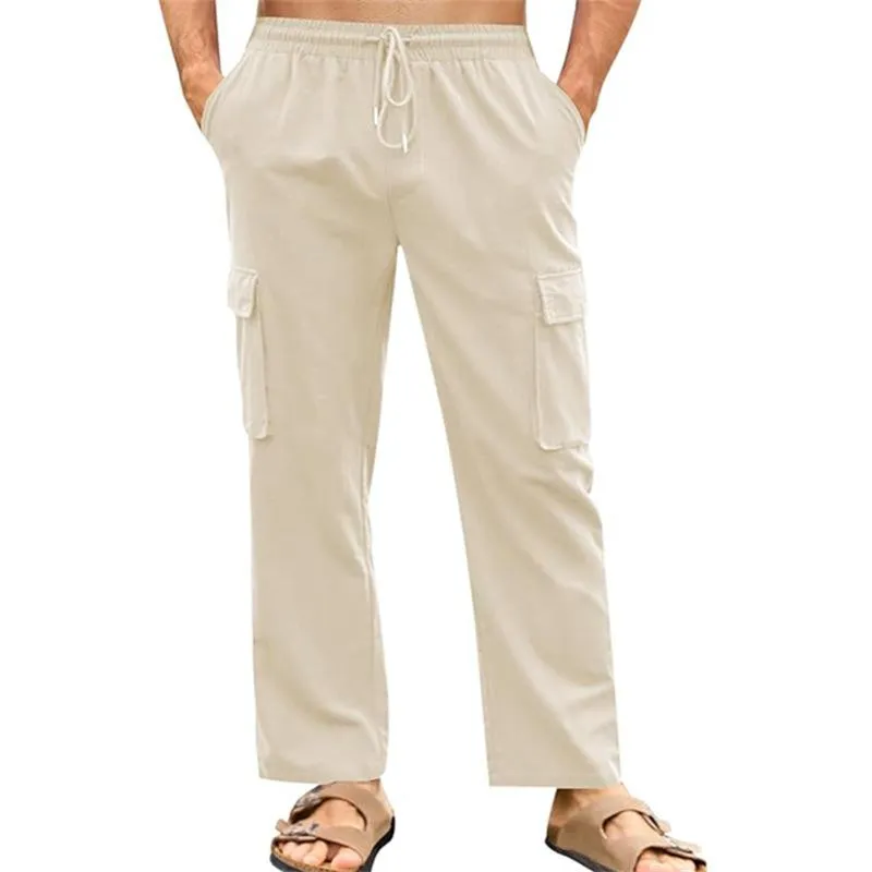 Men's Solid Color Cotton And Linen Straight Multi-pocket Casual Pants 16534865Z sold by Manly product image thumbnail 5