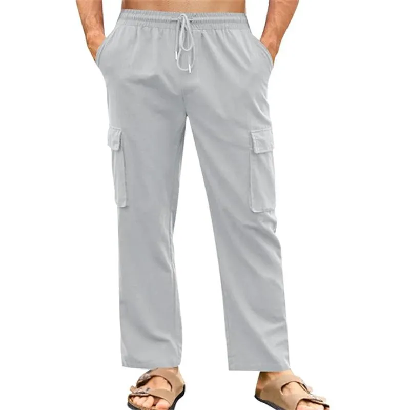 Men's Solid Color Cotton And Linen Straight Multi-pocket Casual Pants 16534865Z sold by Manly product image thumbnail 3