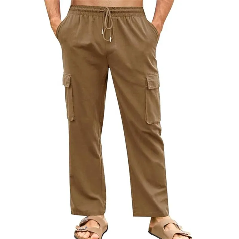 Men's Solid Color Cotton And Linen Straight Multi-pocket Casual Pants 16534865Z sold by Manly product image thumbnail 4