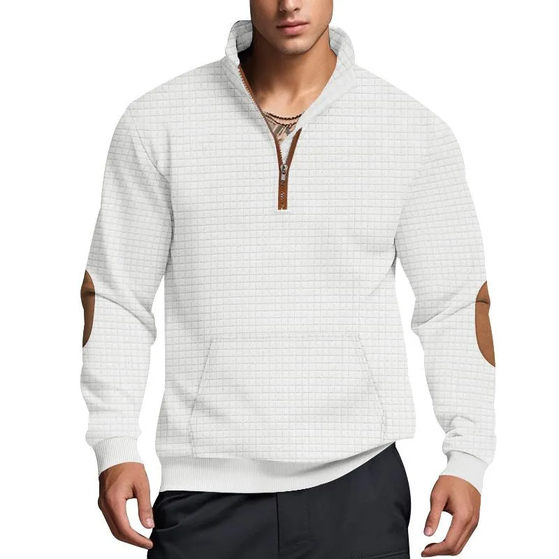 Men's Solid Color Textured Small Square Stand Collar Long Sleeve Sweatshirt 53736615Z sold by Manly product image thumbnail 2