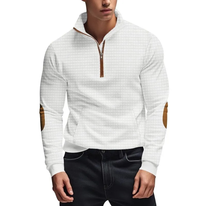 Men's Solid Color Textured Small Square Stand Collar Long Sleeve Sweatshirt 53736615Z sold by Manly