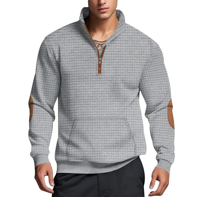 Men's Solid Color Textured Small Square Stand Collar Long Sleeve Sweatshirt 53736615Z sold by Manly product image thumbnail 5