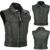 Men's Solid Color Zipper Faux Leather Lapel Vest 07099993U sold by Manly