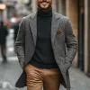 Men's Retro Grey Plaid Print Mid-Length Coat 48524210U sold by Manly