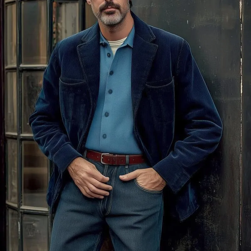 Men's Dark Blue Corduroy Jacket 67786798U sold by Manly product image thumbnail 2