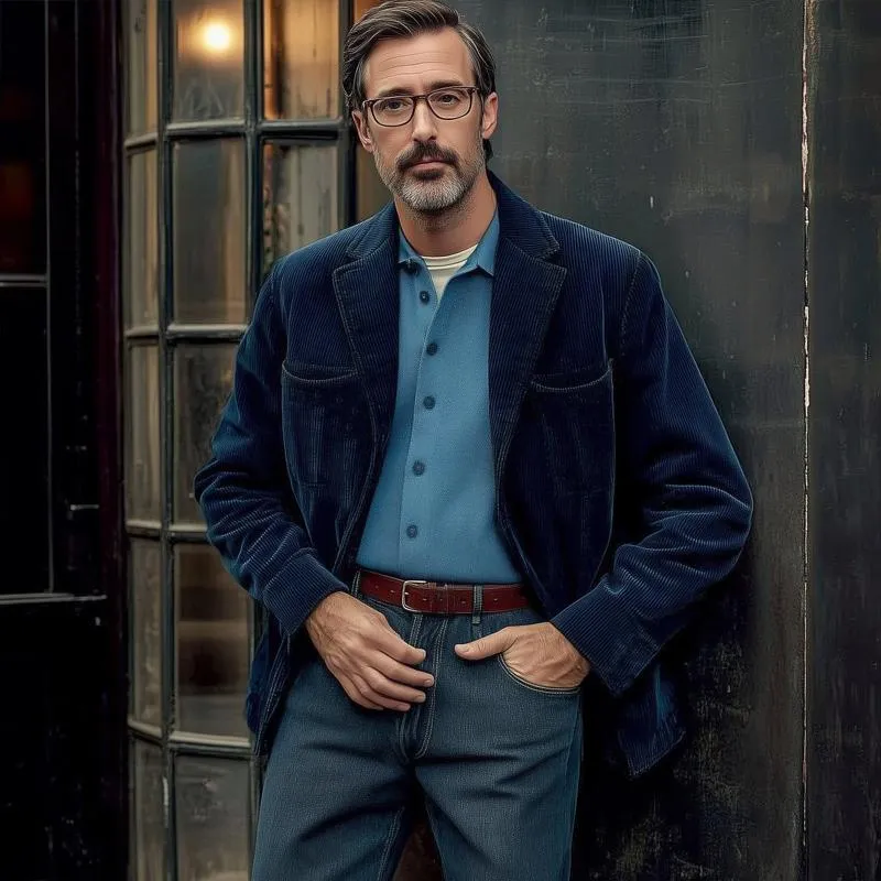 Men's Dark Blue Corduroy Jacket 67786798U sold by Manly product image thumbnail 3