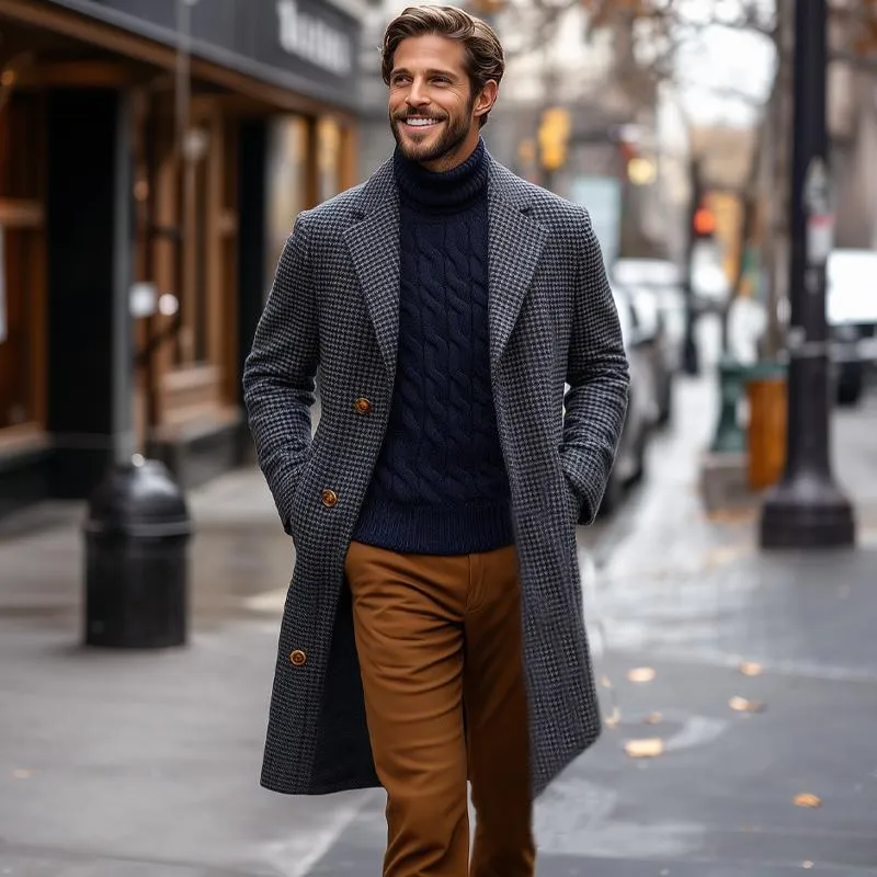 Men's Vintage Plaid Notched Lapel Coat 59898533U sold by Manly product image thumbnail 2