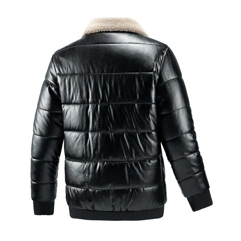 Men's Casual Lamb Wool Lapel Thickened Motorcycle Padded Bomber Jacket 39849420M sold by Manly product image thumbnail 3