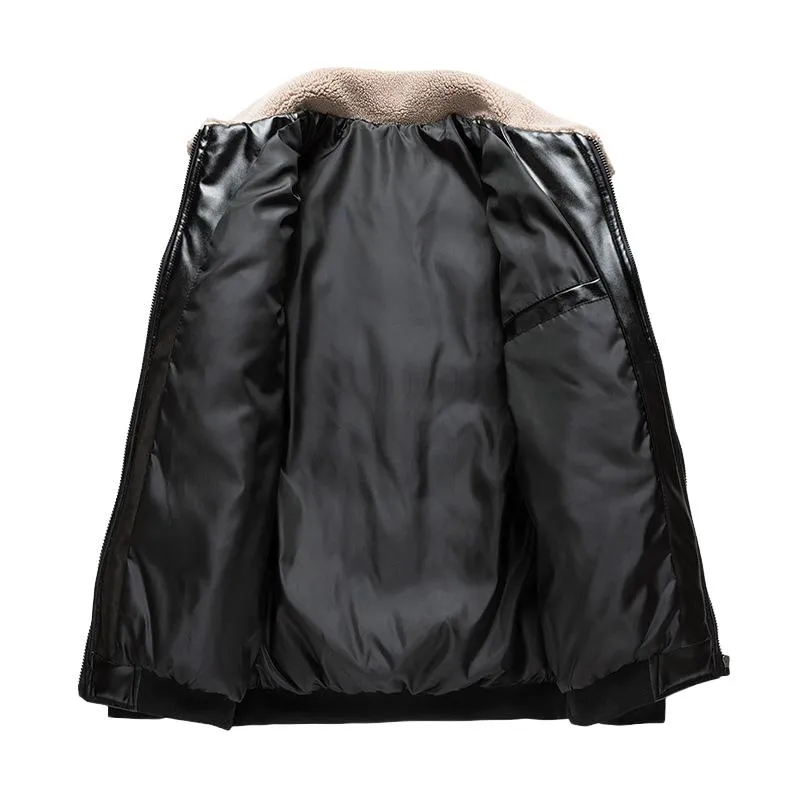 Men's Casual Lamb Wool Lapel Thickened Motorcycle Padded Bomber Jacket 39849420M sold by Manly product image thumbnail 4