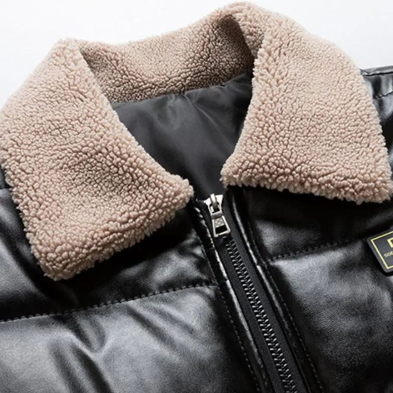 Men's Casual Lamb Wool Lapel Thickened Motorcycle Padded Bomber Jacket 39849420M sold by Manly product image thumbnail 5