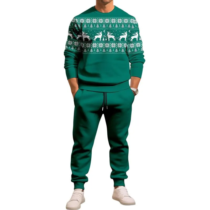 Men's Christmas Print Long Sleeve Trousers Two-Piece Set 57144572X sold by Manly product image thumbnail 5