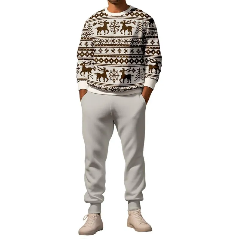 Men's Christmas Print Long Sleeve Trousers Two-Piece Set 57144572X sold by Manly