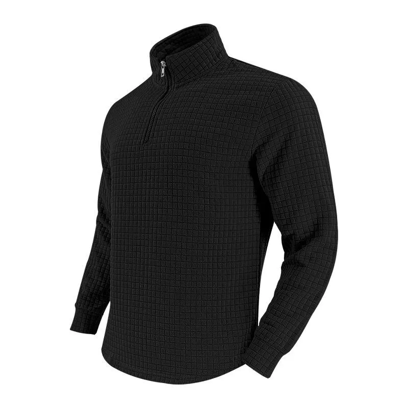 Men's Retro Long Sleeve Half Zip Plaid Stand Collar Sweatshirt 70936142X sold by Manly product image thumbnail 3
