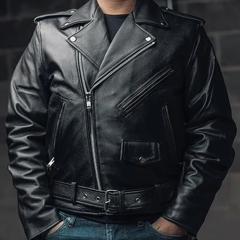 Men's Solid Color Motorcycle Casual Leather Jacket 70049771X sold by Manly product image thumbnail 5