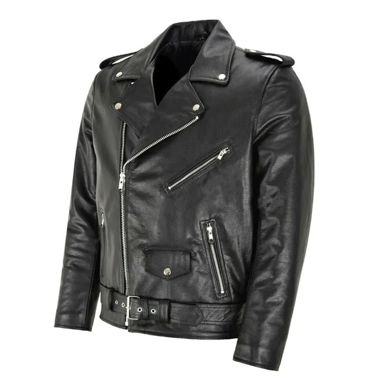 Men's Solid Color Motorcycle Casual Leather Jacket 70049771X sold by Manly product image thumbnail 4