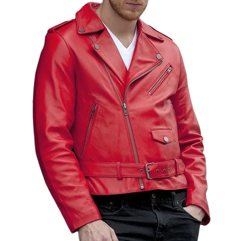 Men's Solid Color Motorcycle Casual Leather Jacket 70049771X sold by Manly product image thumbnail 3