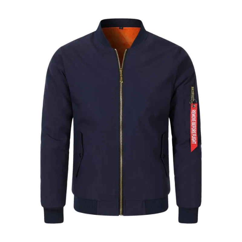 Men's Casual Solid Color Stand Collar Flight Jacket 84384467X sold by Manly
