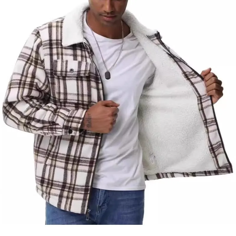 Men's Long Sleeve Lapel Flannel Plaid Jacket 56216069F sold by Manly product image thumbnail 5