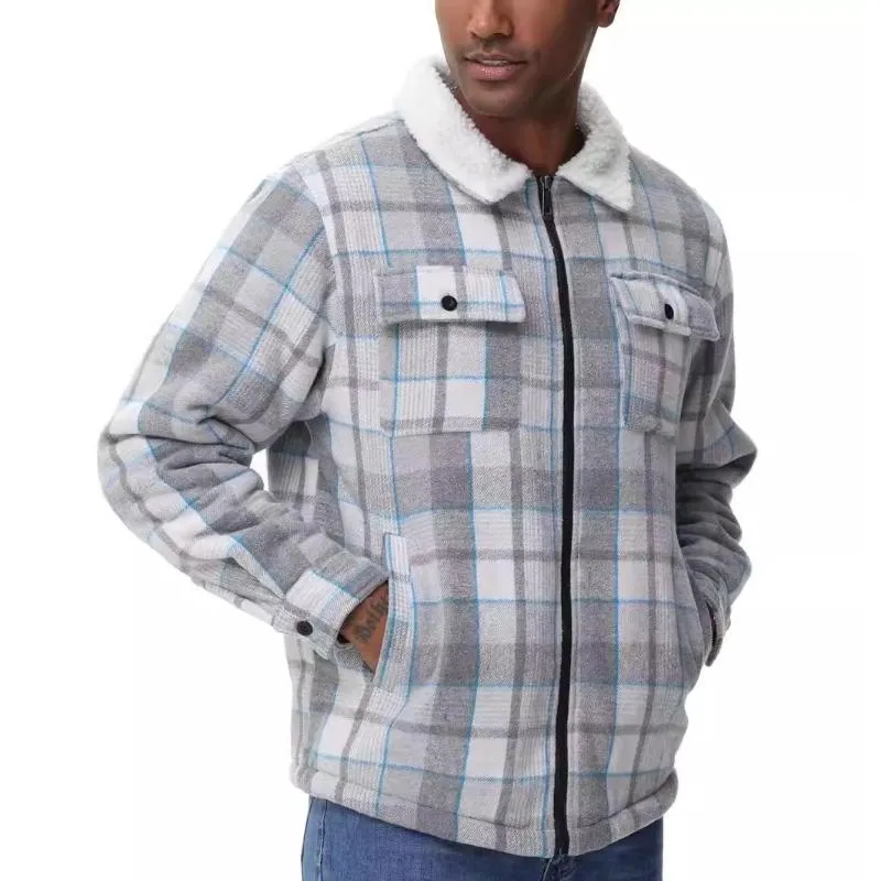 Men's Long Sleeve Lapel Flannel Plaid Jacket 56216069F sold by Manly product image thumbnail 3