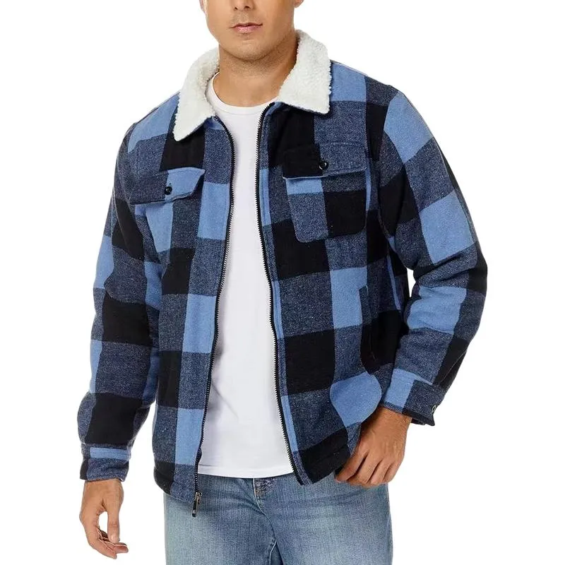 Men's Long Sleeve Lapel Flannel Plaid Jacket 56216069F sold by Manly product image thumbnail 2