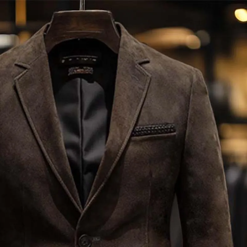 Men's Vintage Classic Slim Fit Multi-Pocket Button Suede Blazer 81863755K sold by Manly product image thumbnail 3