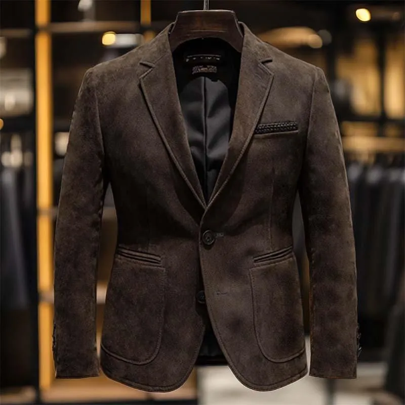 Men's Vintage Classic Slim Fit Multi-Pocket Button Suede Blazer 81863755K sold by Manly product image thumbnail 2