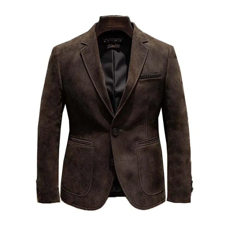 Men's Vintage Classic Slim Fit Multi-Pocket Button Suede Blazer 81863755K sold by Manly