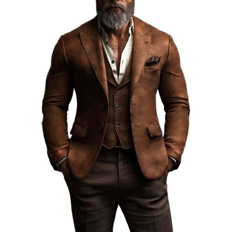 Men's Vintage Classic Slim Fit Multi-Pocket Suede Blazer 97101170K sold by Manly