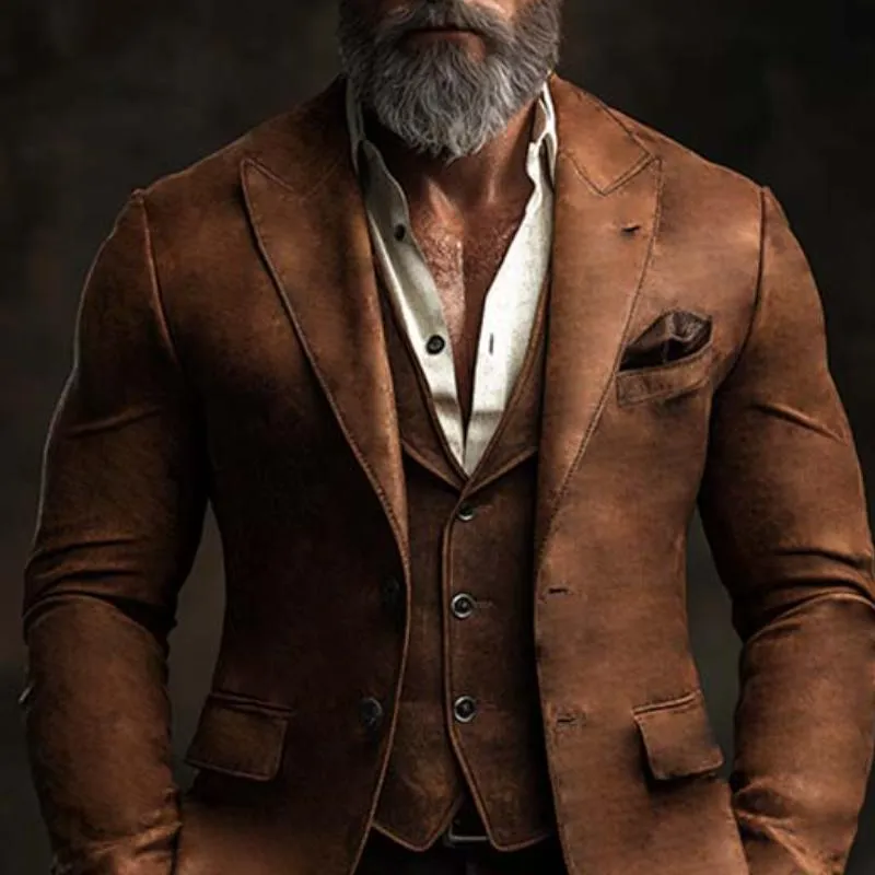 Men's Vintage Classic Slim Fit Multi-Pocket Suede Blazer 97101170K sold by Manly product image thumbnail 3