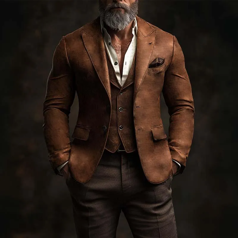 Men's Vintage Classic Slim Fit Multi-Pocket Suede Blazer 97101170K sold by Manly product image thumbnail 2