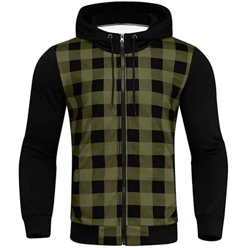 Men's Retro Casual Plaid Hooded Zipper Sweatshirt 38235756TO sold by Manly product image thumbnail 4
