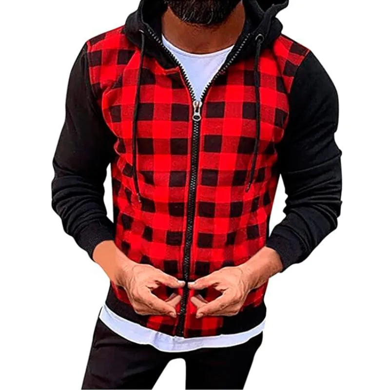 Men's Retro Casual Plaid Hooded Zipper Sweatshirt 38235756TO sold by Manly product image thumbnail 2