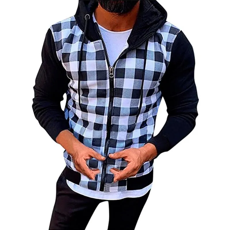 Men's Retro Casual Plaid Hooded Zipper Sweatshirt 38235756TO sold by Manly product image thumbnail 3