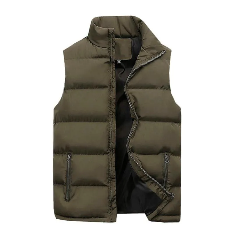 Men's Retro Casual Solid Color Padded Zipper Vest 95350361TO sold by Manly