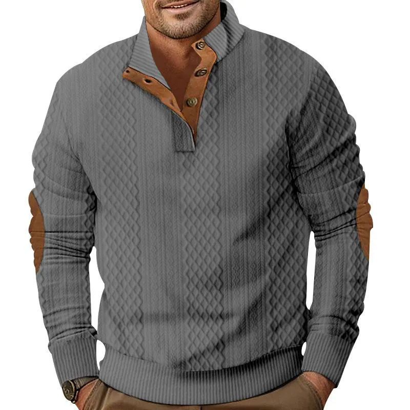 Men's Casual Color Block Jacquard Stand Collar Sweatshirt 64505085Y sold by Manly product image thumbnail 3