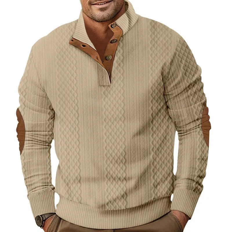 Men's Casual Color Block Jacquard Stand Collar Sweatshirt 64505085Y sold by Manly