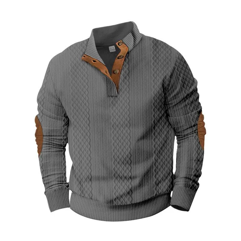 Men's Casual Color Block Jacquard Stand Collar Sweatshirt 64505085Y sold by Manly product image thumbnail 4