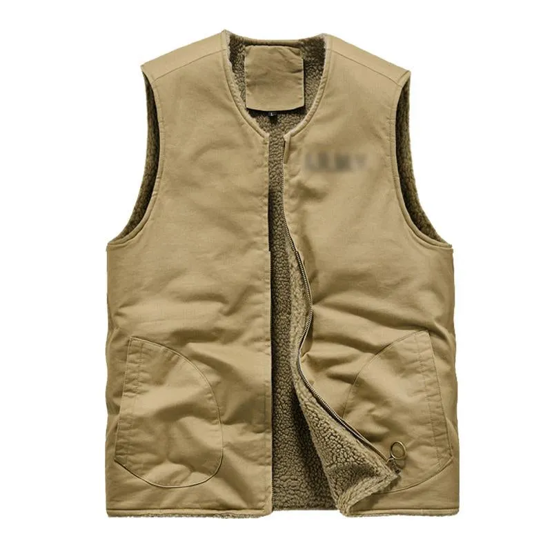 Men's Retro Plush Lined Warm Collarless Cargo Vest 26112237Y sold by Manly product image thumbnail 4
