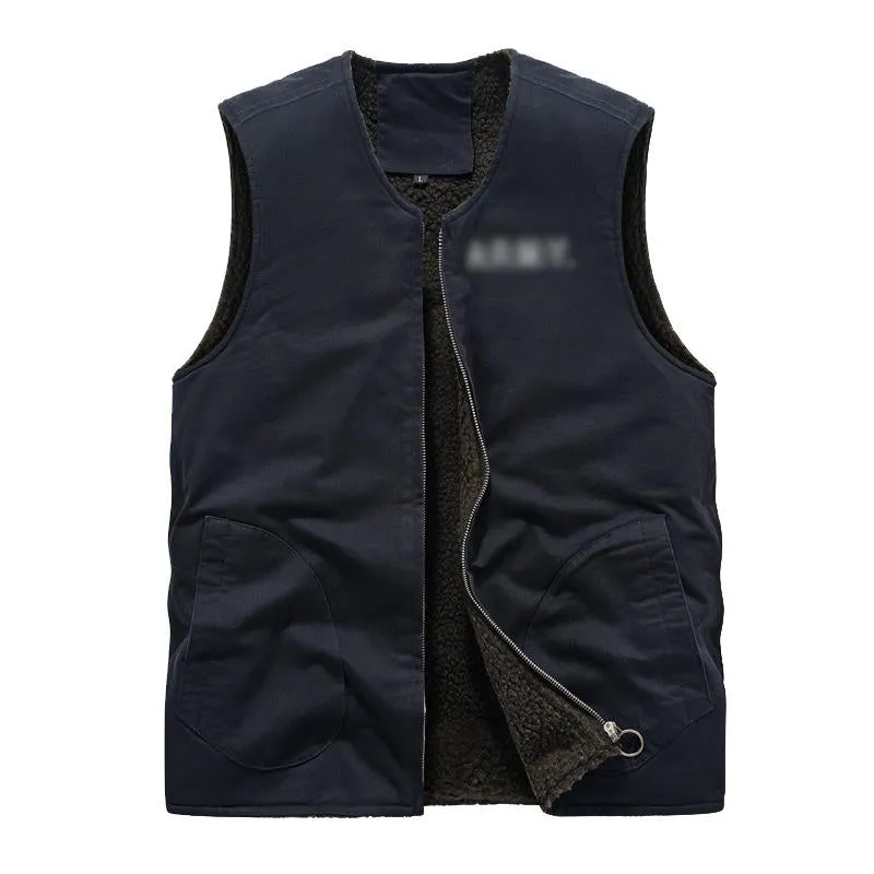 Men's Retro Plush Lined Warm Collarless Cargo Vest 26112237Y sold by Manly product image thumbnail 5