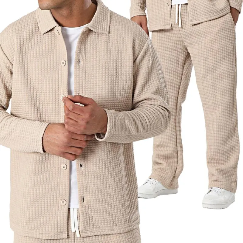 Men's Solid Waffle Jacket and Pants Set 54656528Y sold by Manly