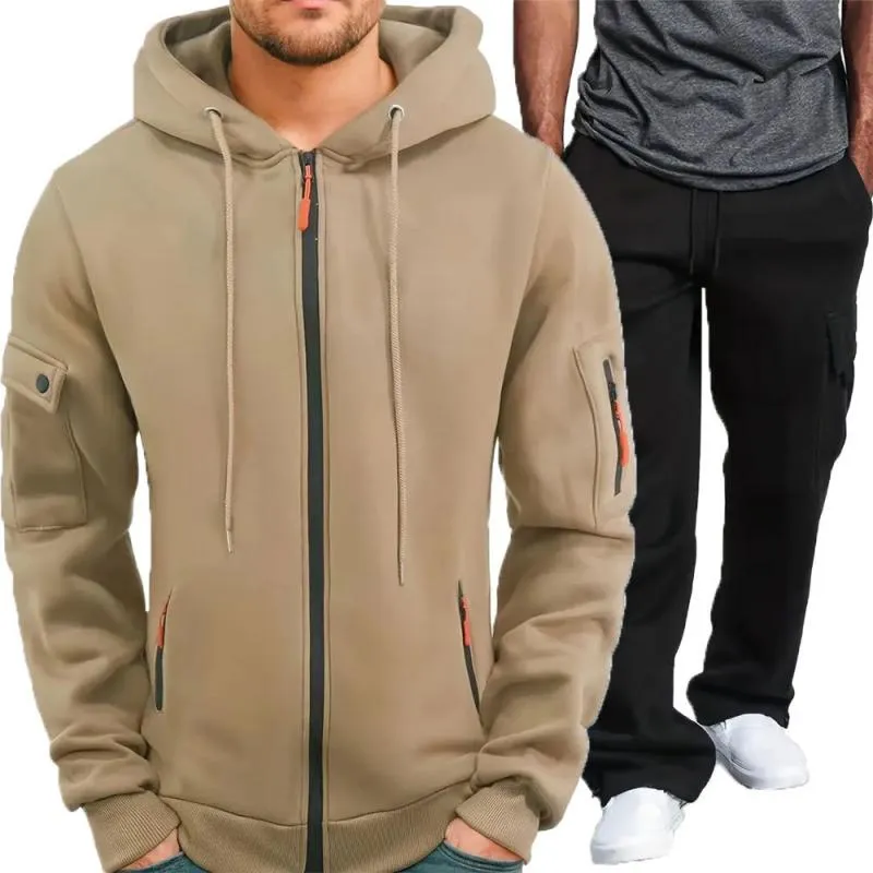 Men's Casual Multi-Pocket Hooded Jacket Sweatpants Set 48048315Y sold by Manly product image thumbnail 2