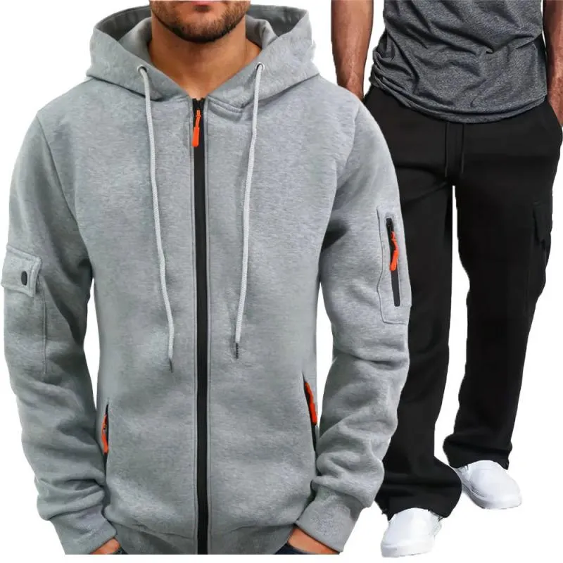 Men's Casual Multi-Pocket Hooded Jacket Sweatpants Set 48048315Y sold by Manly product image thumbnail 4