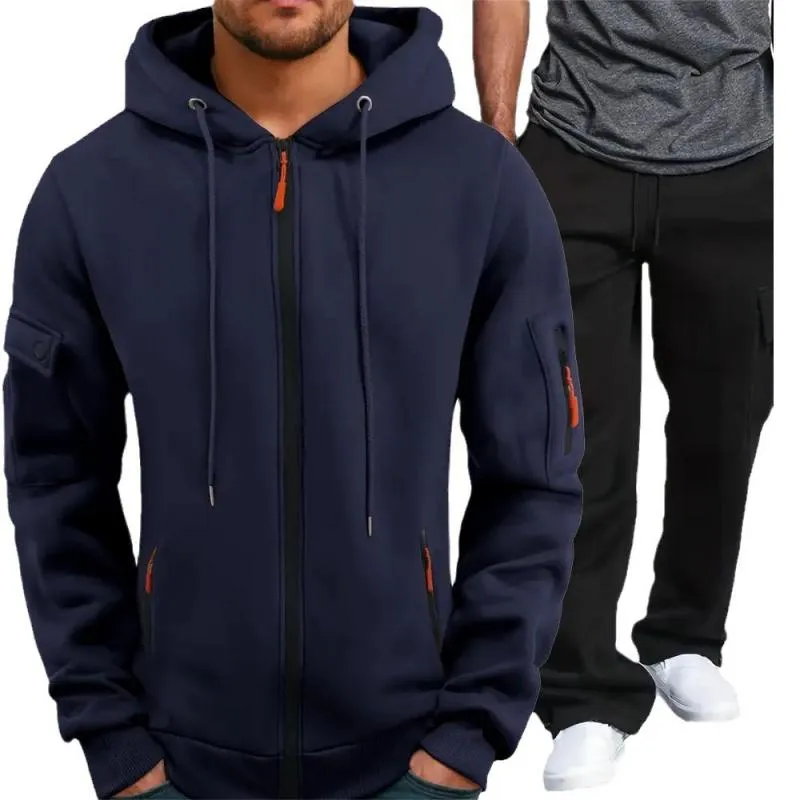 Men's Casual Multi-Pocket Hooded Jacket Sweatpants Set 48048315Y sold by Manly product image thumbnail 3