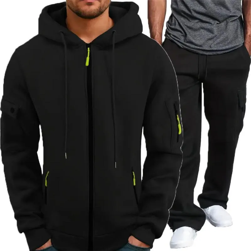 Men's Casual Multi-Pocket Hooded Jacket Sweatpants Set 48048315Y sold by Manly product image thumbnail 5