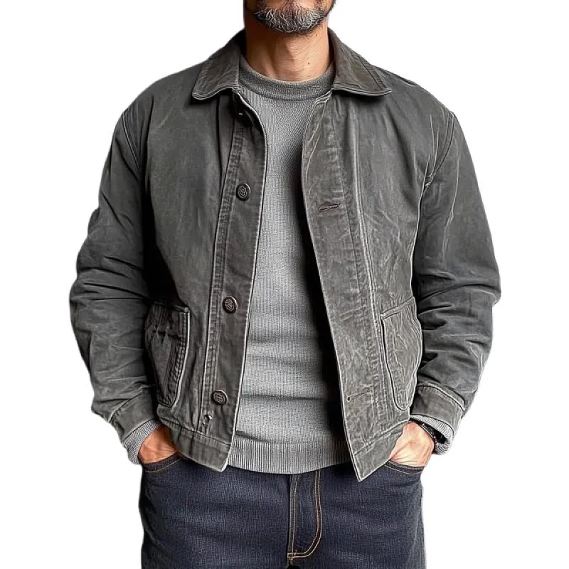 Men's Retro Denim Lapel Single Breasted Casual Jacket 45448175Z sold by Manly