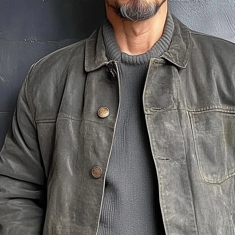 Men's Retro Denim Lapel Single Breasted Casual Jacket 35056845Z sold by Manly product image thumbnail 3