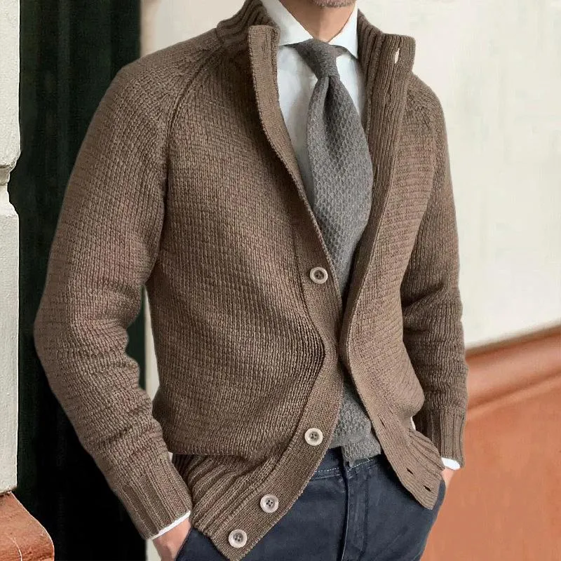 Men's Solid Color Stand Collar Single Breasted Knit Cardigan 01674838Z sold by Manly product image thumbnail 2