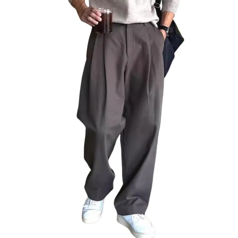 Men's Solid Color Loose Wide Leg Suit Pants 04991658Z sold by Manly